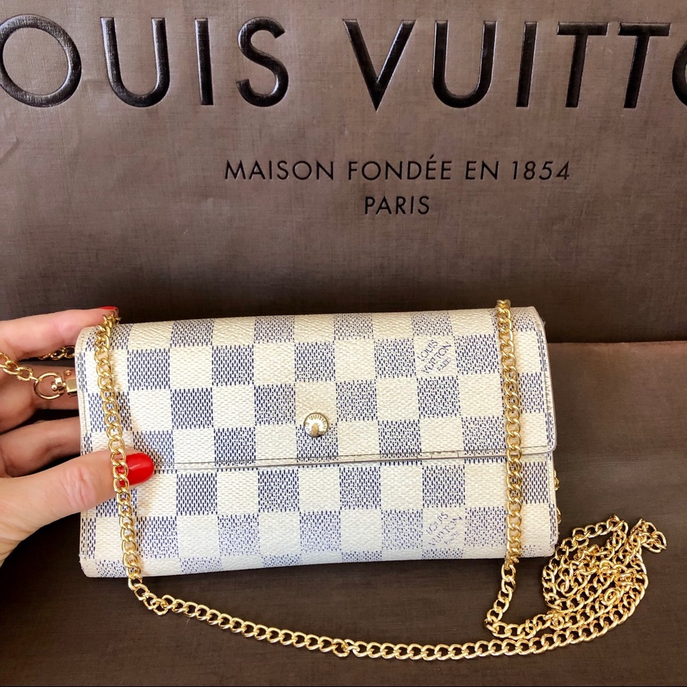 Louis Vuitton Damier Azur Large Wallet with Chain